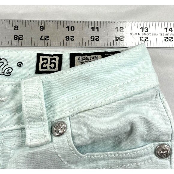 Miss Me Signature Skinny Jeans Size 25 Blue Glass - Picture 8 of 10